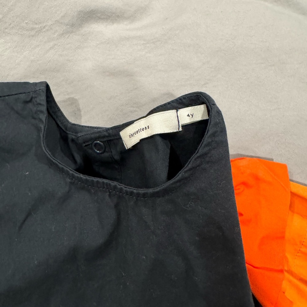 Black Top with Orange Sleeves girls size 4 - Picture 5 of 8